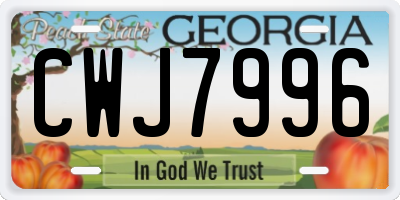 GA license plate CWJ7996