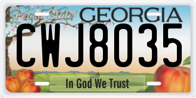 GA license plate CWJ8035