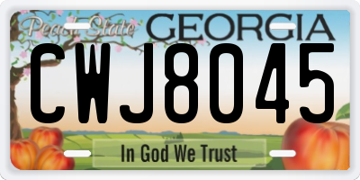 GA license plate CWJ8045
