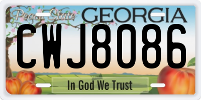 GA license plate CWJ8086