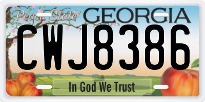 GA license plate CWJ8386