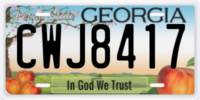 GA license plate CWJ8417