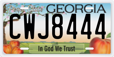 GA license plate CWJ8444