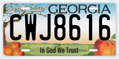 GA license plate CWJ8616