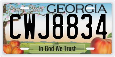 GA license plate CWJ8834