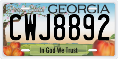 GA license plate CWJ8892