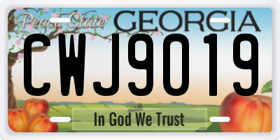 GA license plate CWJ9019