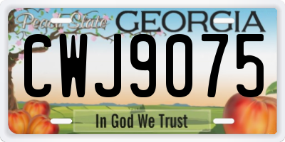 GA license plate CWJ9075