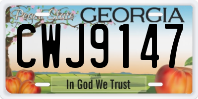 GA license plate CWJ9147