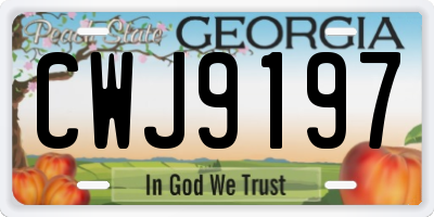 GA license plate CWJ9197