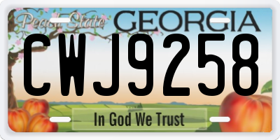 GA license plate CWJ9258