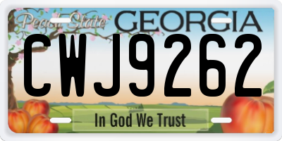 GA license plate CWJ9262