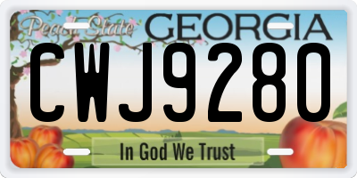GA license plate CWJ9280