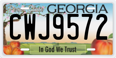 GA license plate CWJ9572