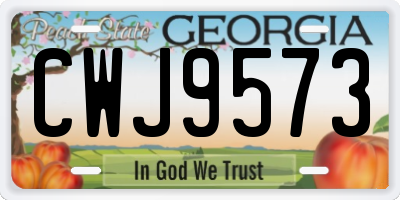GA license plate CWJ9573