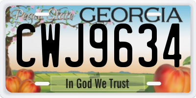GA license plate CWJ9634