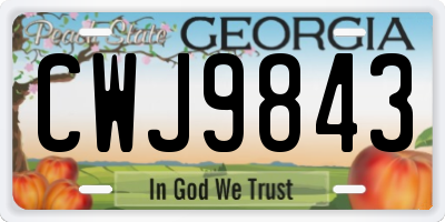 GA license plate CWJ9843