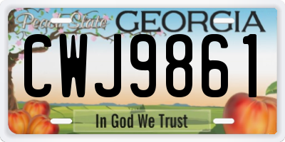 GA license plate CWJ9861