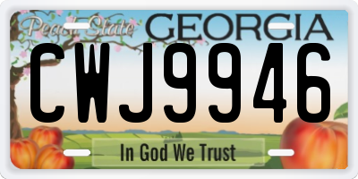GA license plate CWJ9946