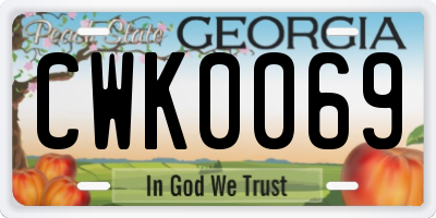 GA license plate CWK0069