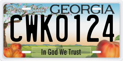 GA license plate CWK0124