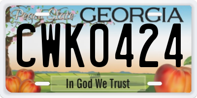 GA license plate CWK0424