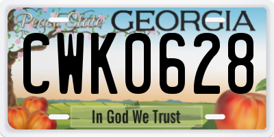 GA license plate CWK0628