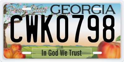 GA license plate CWK0798