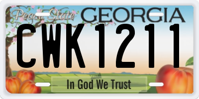GA license plate CWK1211