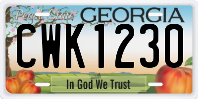 GA license plate CWK1230