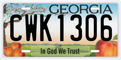 GA license plate CWK1306