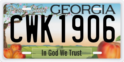 GA license plate CWK1906