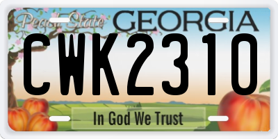 GA license plate CWK2310