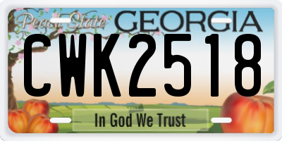 GA license plate CWK2518
