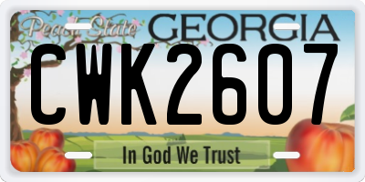 GA license plate CWK2607