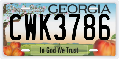 GA license plate CWK3786