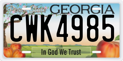 GA license plate CWK4985