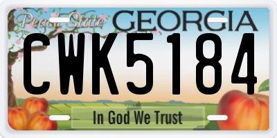 GA license plate CWK5184