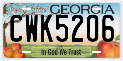 GA license plate CWK5206