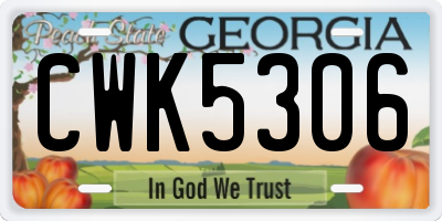 GA license plate CWK5306