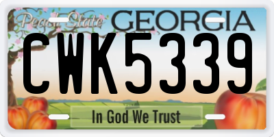 GA license plate CWK5339