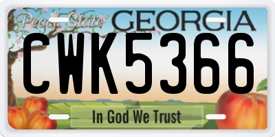 GA license plate CWK5366
