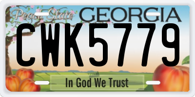 GA license plate CWK5779