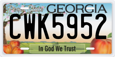 GA license plate CWK5952