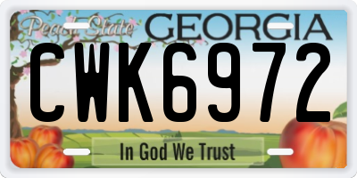 GA license plate CWK6972