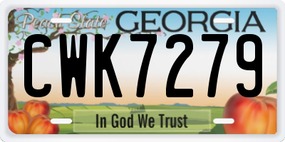 GA license plate CWK7279