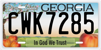 GA license plate CWK7285