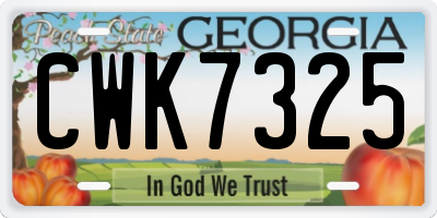 GA license plate CWK7325