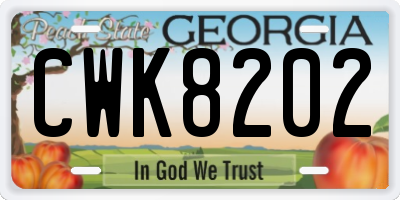 GA license plate CWK8202