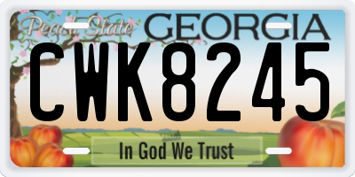 GA license plate CWK8245